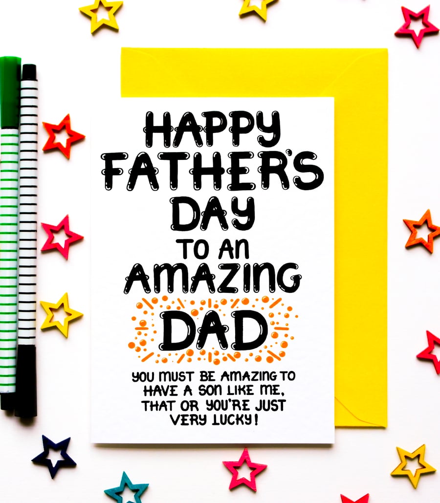 Funny Fathers Day Card, Father's Day Card From Teenage, Adult Son