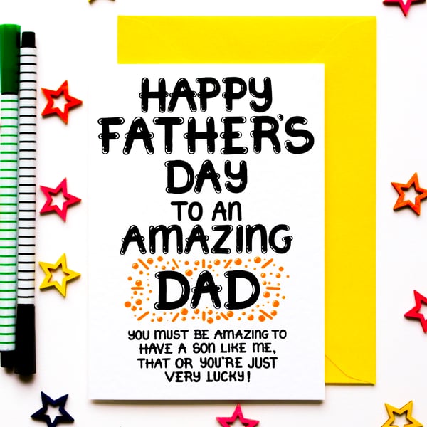 Funny Fathers Day Card, Father's Day Card From Teenage, Adult Son