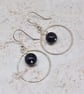 Blue Goldstone and Sterling Silver Hoop Earrings - Image 4