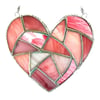 Fat Patchwork Heart Suncatcher Pink Stained Glass Handmade 015