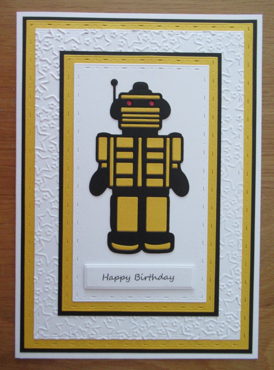 Robot - A5 Birthday Card - Yellow