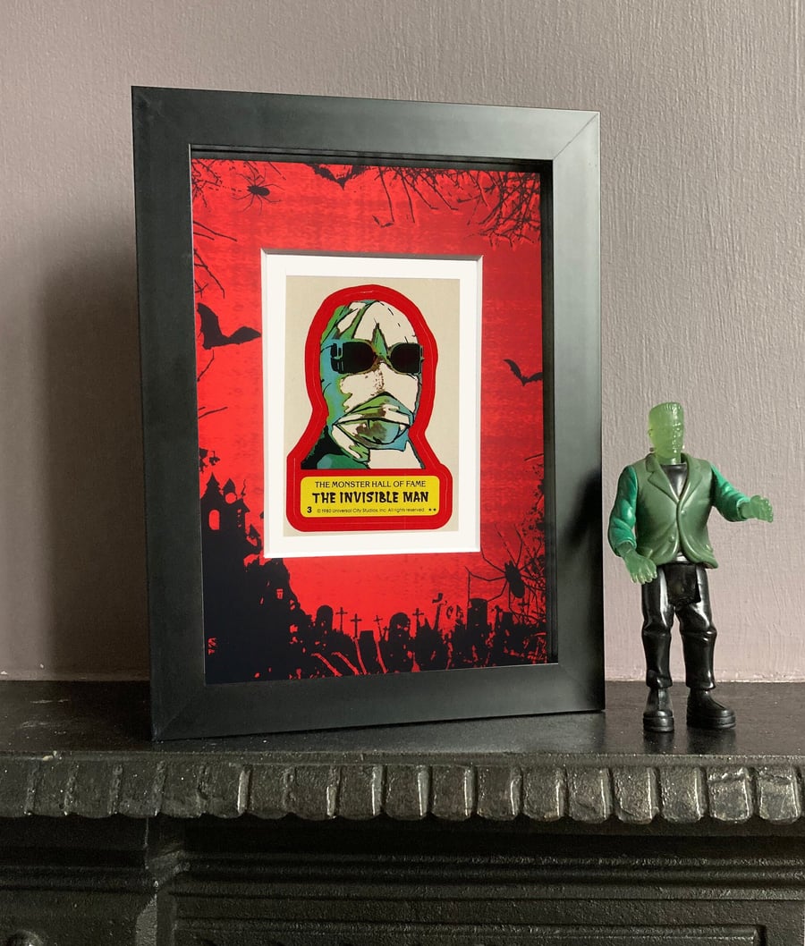 Invisible Man Universal Movie Studio Monsters, Vintage Sticker Mounted Wall Art 