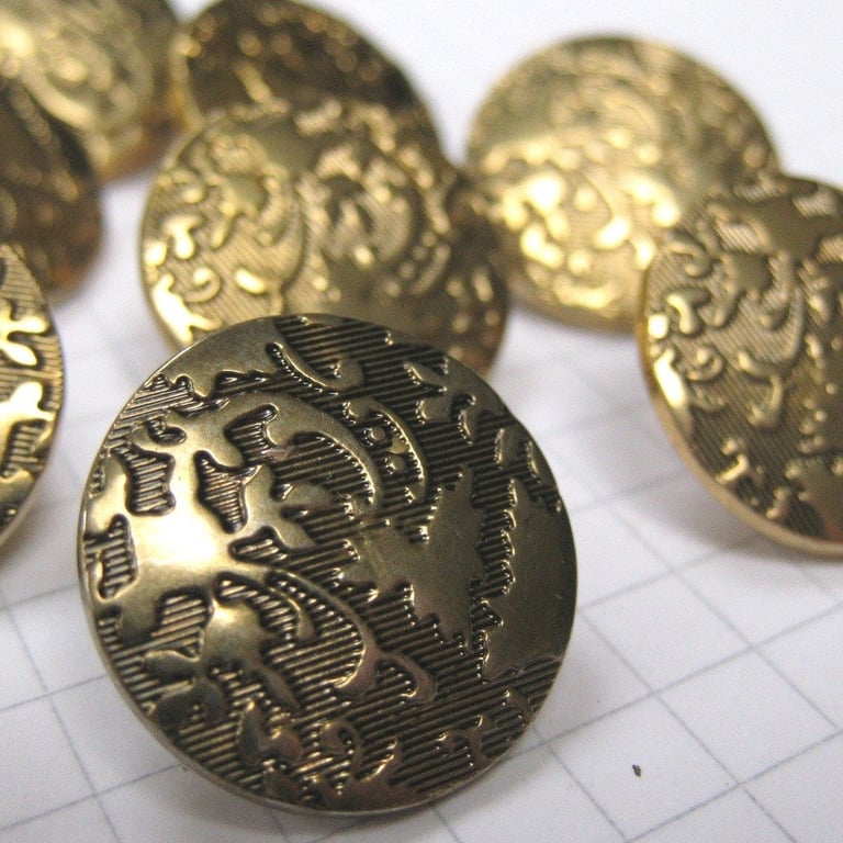 10 Black and Gold Brocade Buttons