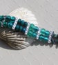 Green Silver-Foil and Teal Chrysocolla Gemstone Beaded Bracelet - Image 4