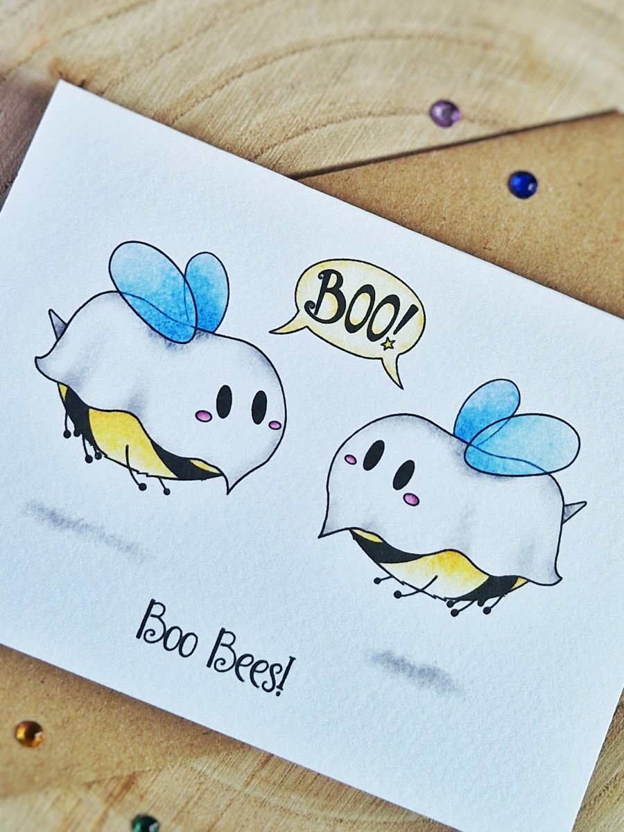 Funny card, Funny birthday card, Pun card, Boo bee, Halloween card