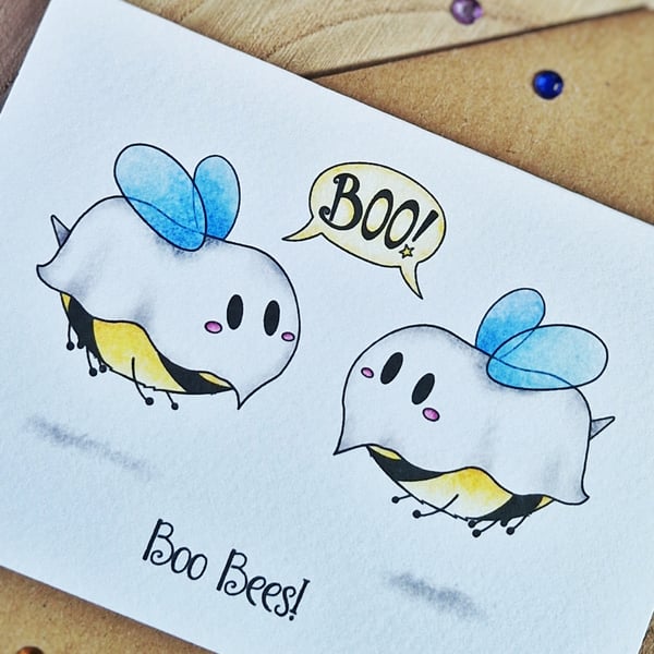 Funny card, Funny birthday card, Pun card, Boo bee, Halloween card