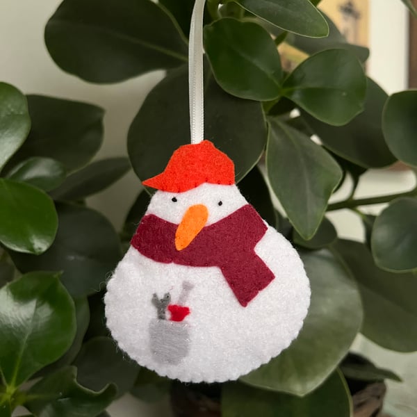The Handy One - Felt Snowman Decoration