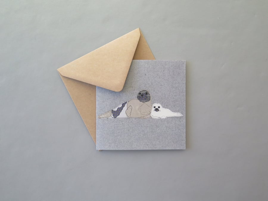 Harp seal & pup card