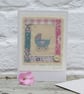 Little pram embroidery on card to welcome a new baby girl - Image 1