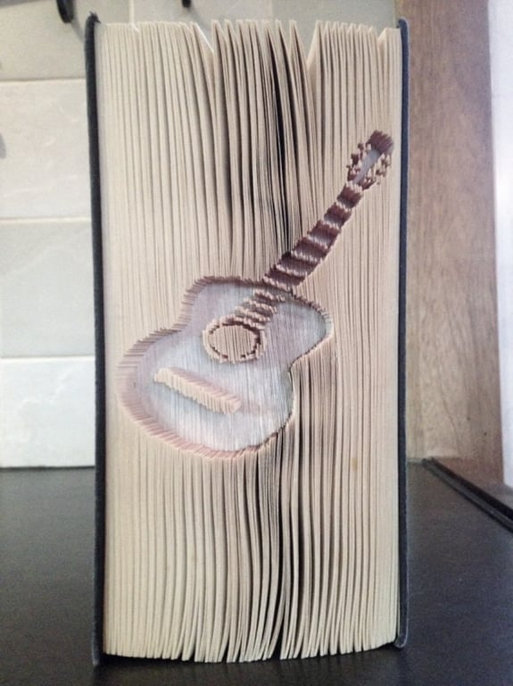Guitar, CUT & FOLD Book Folding Pattern - EMAILED PDF PATTERN