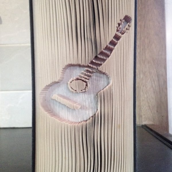 Guitar, CUT & FOLD Book Folding Pattern - EMAILED PDF PATTERN