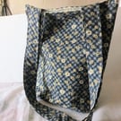 Shoulder Bag, Blue Floral Print , Eco Friendly Reusable Cotton Bag