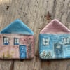 Handmade Ceramic House Buttons sold Individually 