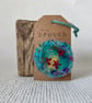Needle felted hand embroidered circular brooch  - Image 2