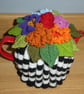 Whimsical Tea Cosy with Leaves and Flowers Knitting Pattern PDF.  PDF Pattern.