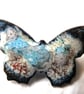 Butterfly brooch, enamelled white, wing tips black, wings patterned blue and red - Image 3