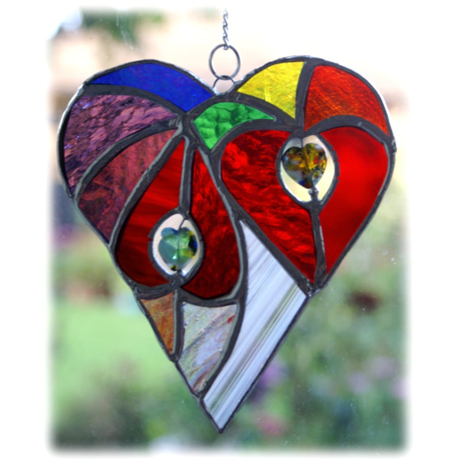 Heart of Hearts Suncatcher Rainbow Stained Glass 033