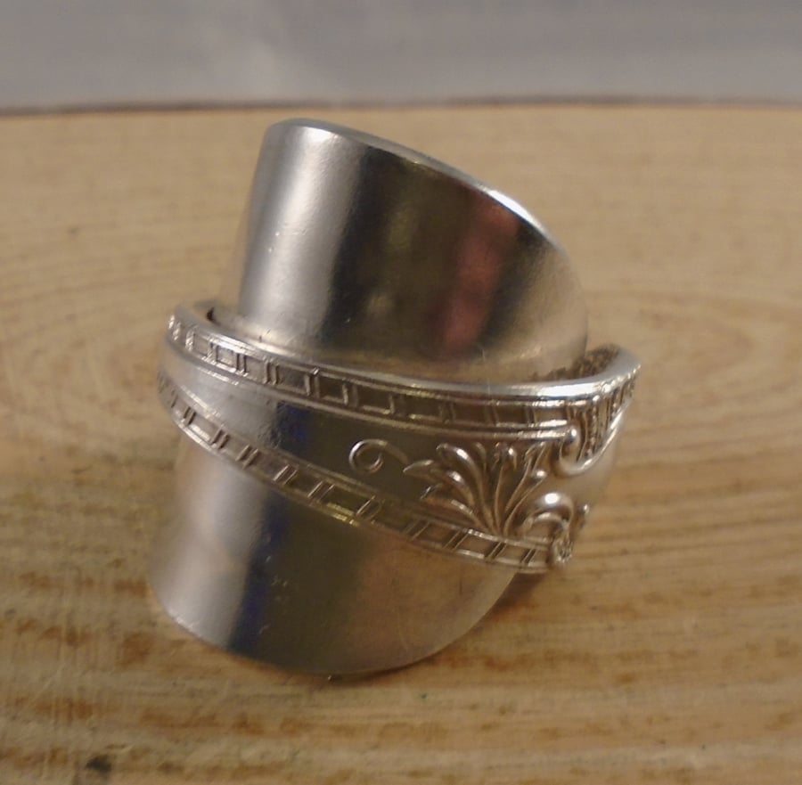 Upcycled Silver Plated Conch Wrap Spoon Ring SPR102006