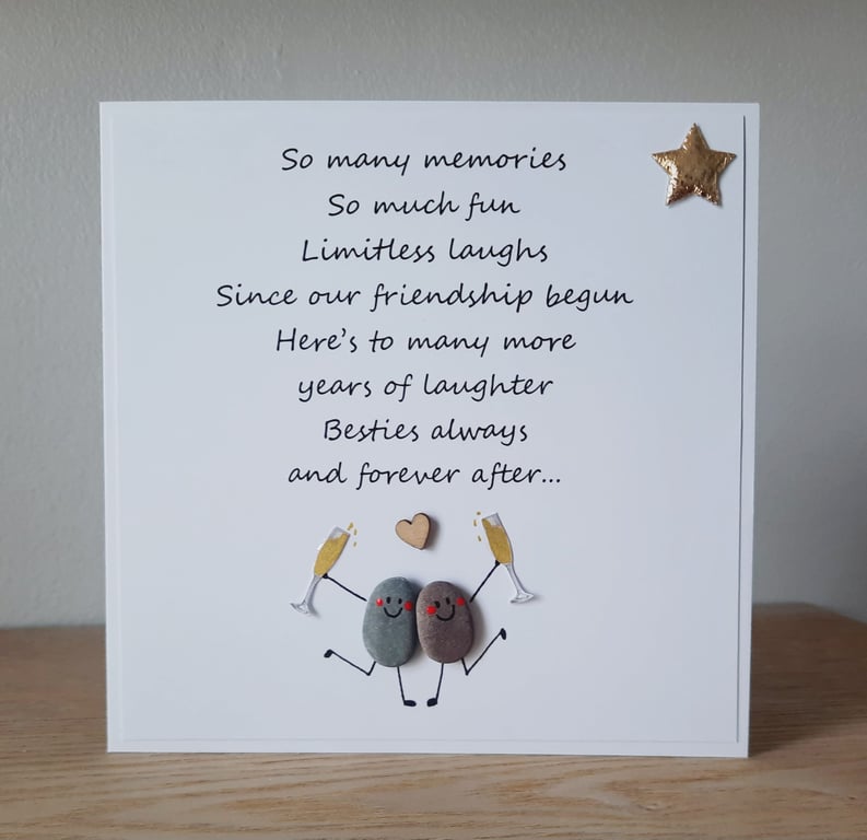 Pebble Art Friendship Card: Handmade Bestie Keepsake