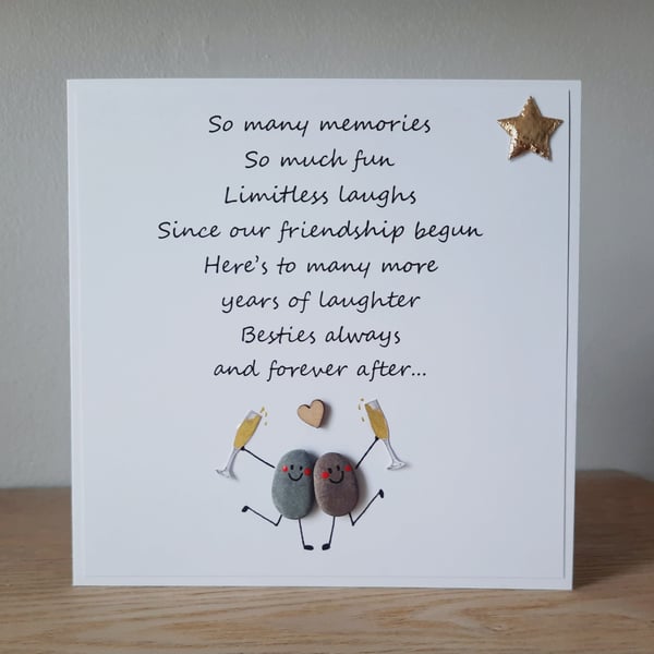 Pebble Art Friendship Card: Handmade Bestie Keepsake