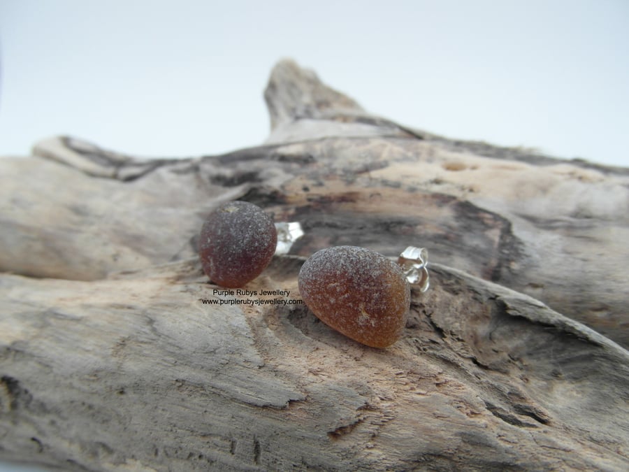 Sea glass deals earrings studs