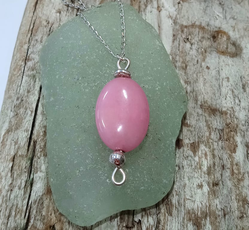 PInk Morganite Gemstone and Sterling Silver Pendant (NKGSCNPK2) - UK Free Post