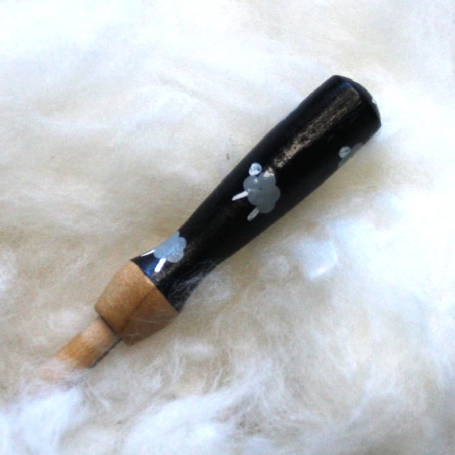  Hand painted herdy wooden needle grip tool for needle felting 