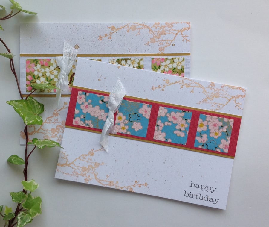 GREETINGS cards  ( 2 x diff designs ) ) Yuzen . 'Blossom 2'... ready to ship..