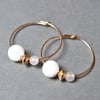 Gold Filled Hoops - Mother of Pearl Quartz