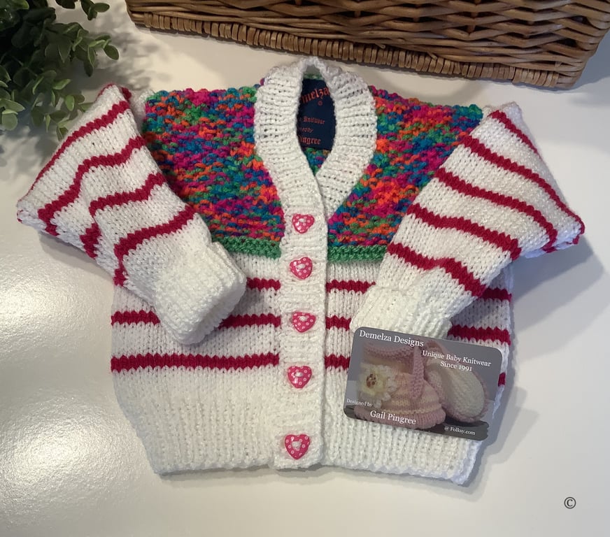 Designer Hand Knitted Baby Girl's Designer Cardigan  6 - 12 months size 