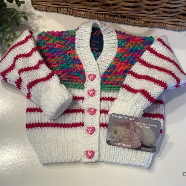 Hand Knitted Baby Girl's Designer Cardigan  3-9 months size