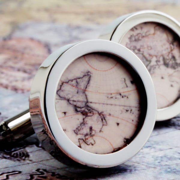Old World Vintage Map of the World Cufflinks