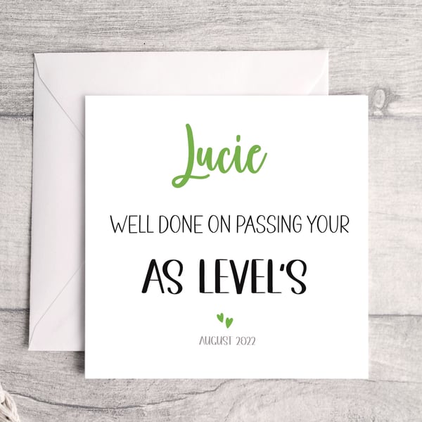 Personalised Well Done on Passing your AS Levels Card
