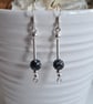 Natural Snowflake Obsidian & 925 Silver Dangle Earrings Gift Crystal Jewellery - Image 9