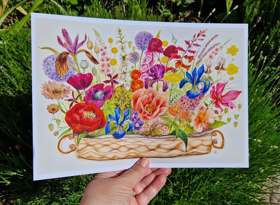 Chelsea Flower Arrangement,  print from original artwork. A3, A4, A5 available. 