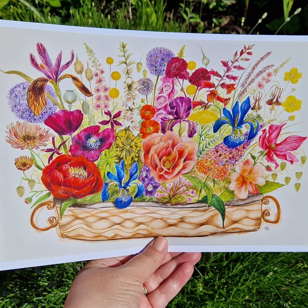 Chelsea Flower Arrangement,  print from original artwork. A3, A4, A5 available. 