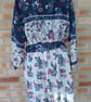 Bath robe upcycled textile kimono style blue and cream floral dressing gown - Image 2