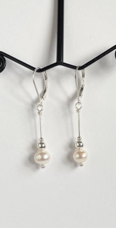 Sterling Silver Freshwater Cultured Dangle Pearl Earrings