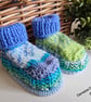 Baby Boy's Hand Knitted Booties 3-6 months size  - Image 1