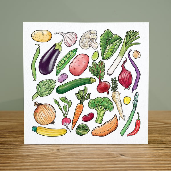 Little vegetables greetings card – Blank inside, FSC certified, 148x148mm