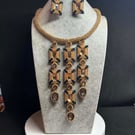 Deco Diva handmade seed bead and crystal necklace and earrings set