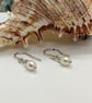 freshwater pearl drop earrings soft white colour sterling silver