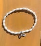 Handmade Small Pearl-Look Beaded Bracelet with Silver-Tone Accent