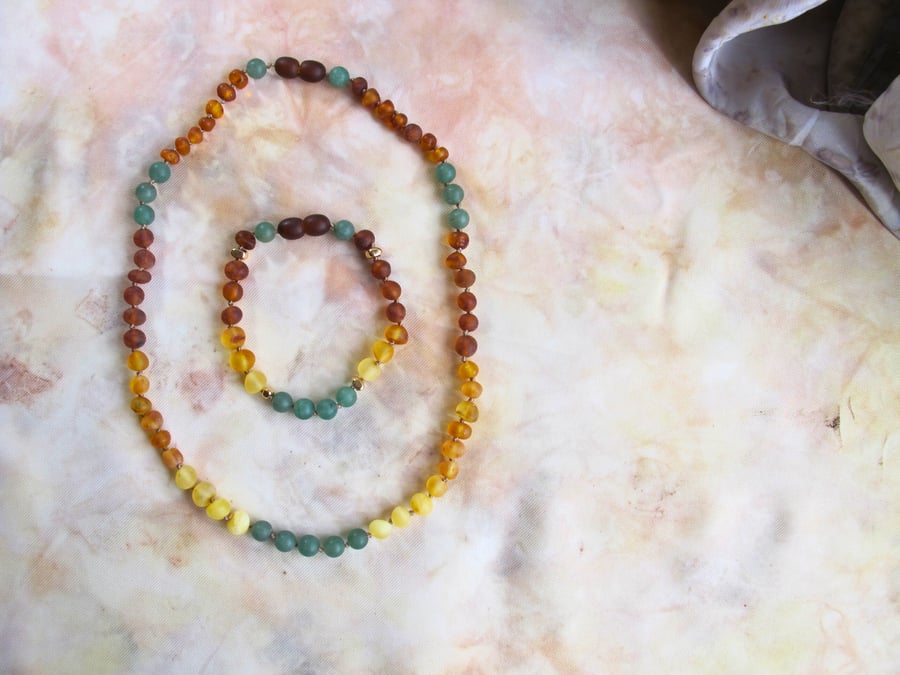 "The Chloe" Necklace: A Symphony of Baltic Amber and Jade