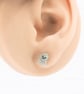 Titanium ear wire mini ghost stud earrings - Holographic glitter silver  - Image 2