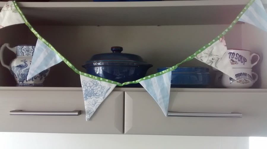 Bunting in Floral and Stripy Fabric