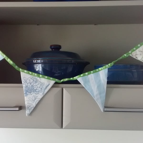 Bunting in Floral and Stripy Fabric