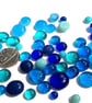 Blue Glass Pebbles for Mosaics, Ocean Aqua Teal Craft Beads 50g