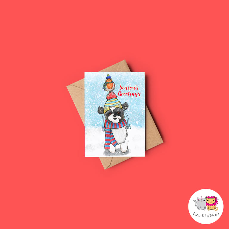 Shih Tzu Christmas Card, A6 Christmas Card, Cute Animal Christmas Card