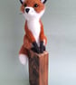 Coral - Sitting Fox on Whisky Stave - Image 4